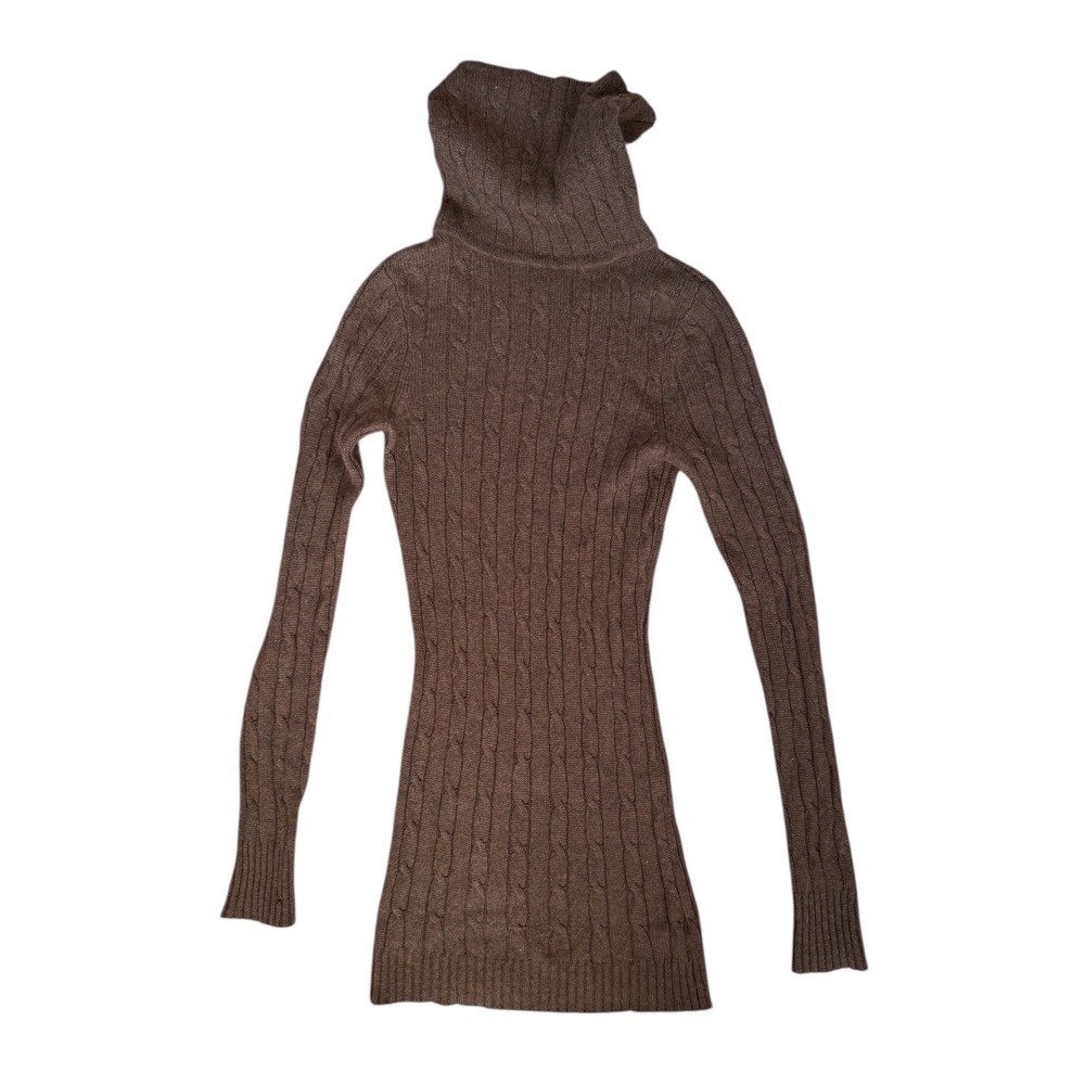 Vintage Malika cashmere brown turtleneck tunic or short dress xs